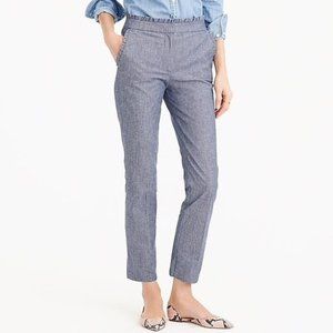 J. Crew Ruffle Trim Chambray Ankle Pant